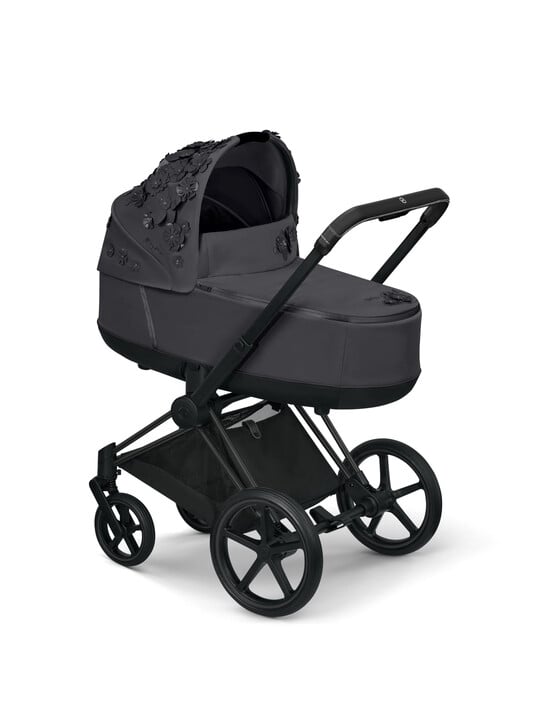 Cybex PRIAM Simply Flowers Grey Lux Carry Cot with Matt Black Frame image number 1